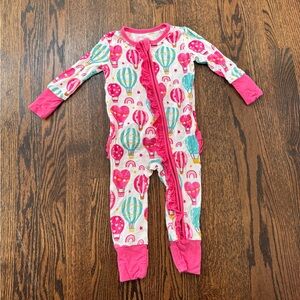 EASWEET Bamboo Viscose Ruffled Convertible Footie Pajamas - Hot Air Balloon